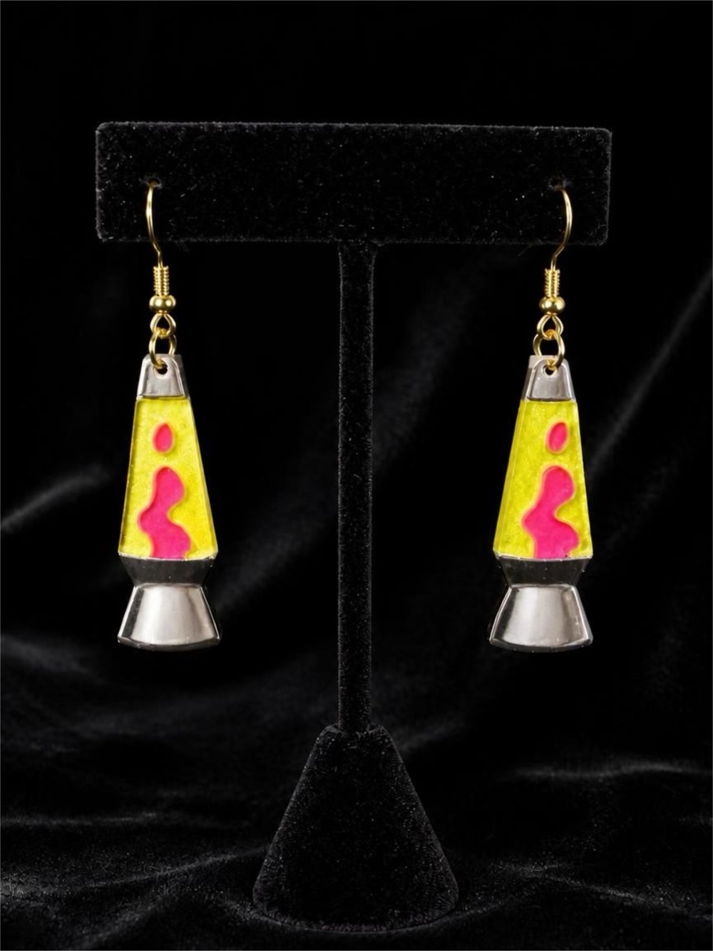 Neon Lava Lamp Drop Earrings - Yellow & Pink